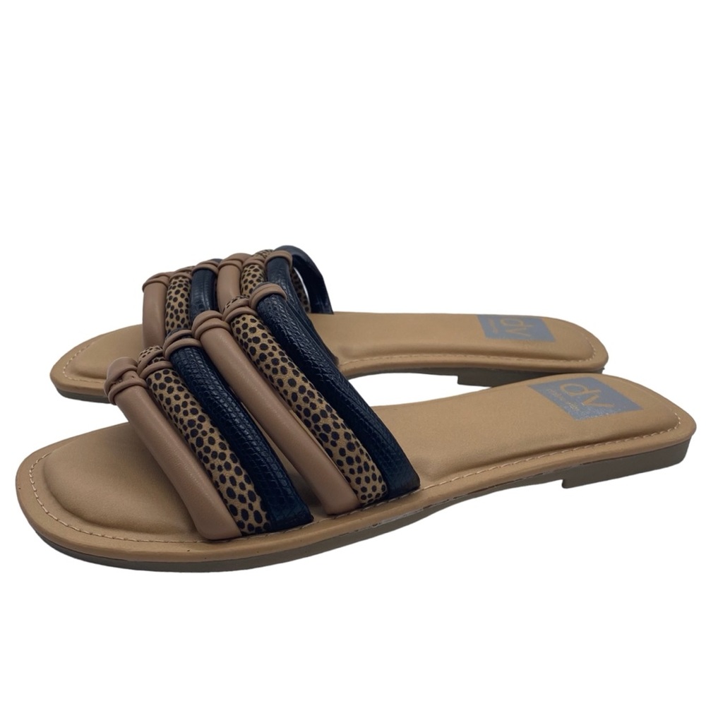 Dolce Vita Slide Sandals Junyper Black Brown Vegan Leather Casual Womens NEW